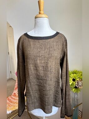 Cynthia Ashby 100% Linen Long-Sleeve Top